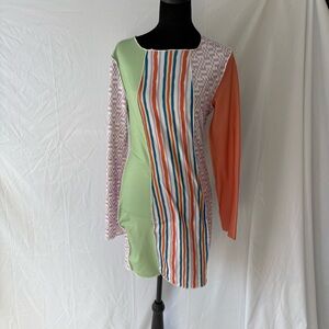 Princess Polly | Retro Y2K-Style Patchwork Long Sleeve Mini Dress Sz US 8